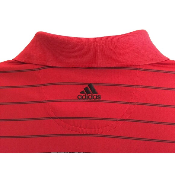 Adidas Mens Polo ClimaCool Red Striped Athletic Short Sleeve Golf Shirt Size L - Picture 3 of 6